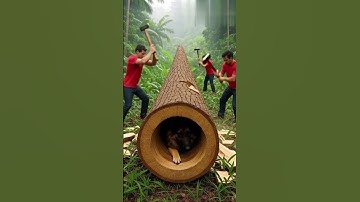 Rescue dog from giant log #shorts #animals #funny