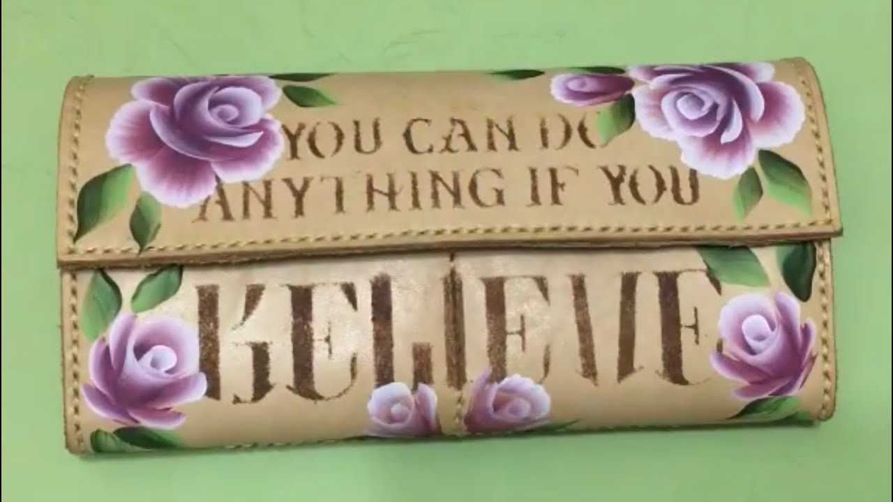 how to paint leather wallet in acrylic full version YouTube