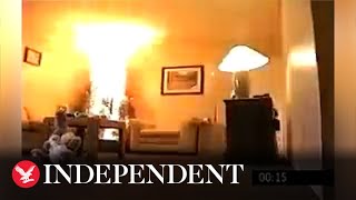 Christmas tree engulfed by flames within seconds in warning video shared by London Fire Brigade