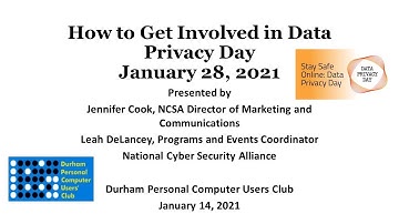 How to Get Involved in Data Privacy Day - Durham PC Users Club 1-14-21