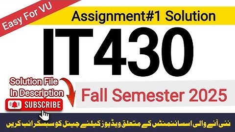 IT430 Assignment 1 Solution 2025 | Solution Fall 2025