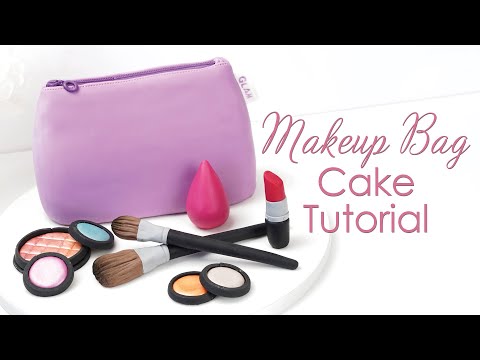 Makeup Bag Cake - Cake Decorating Purse Tutorial - with makeup  cosmetics cake toppers