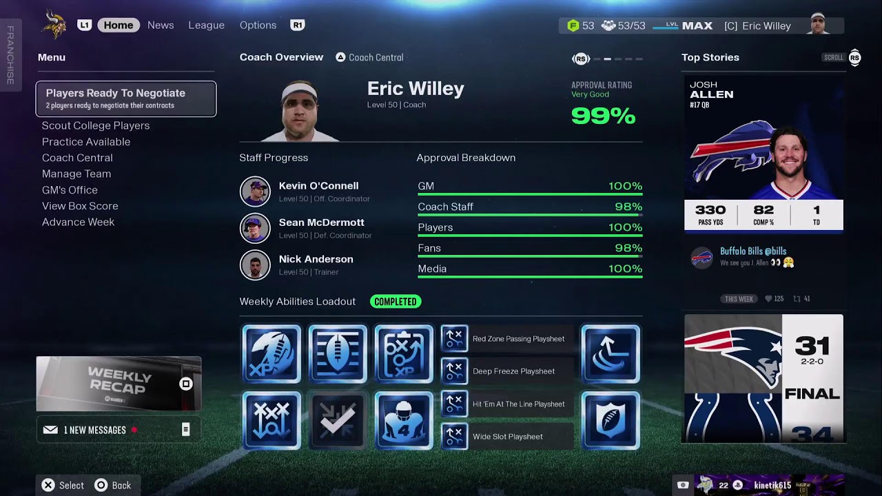 Madden 26 Kinetik Pro Sim Minnesota Vikings at Buffalo Bills