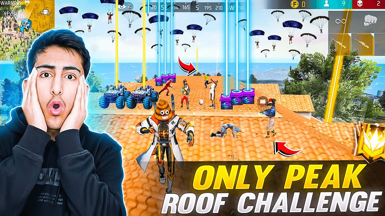 Only Peak Roof Challenge In Br Solo Vs Squad😍😱- Free Fire India
