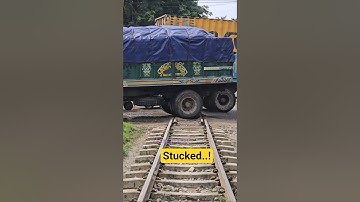 Vehicles stucked on bad rail crossing.#traffic #railway #track #line #crossing #shorts