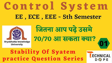 Practice Questions - Stability Of System | EE, ECE, IN | AKU Bihar. Control System Engineeeing