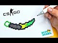 ЗЕЛЕНЫЙ НОЖ КЕРАМБИТ из CS:GO !РИСУНКИ ПО КЛЕТОЧКАМ !  PIXEL ART knife kerambit Block Strike