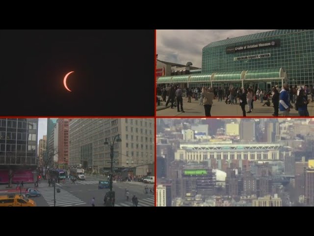 Crowds Gather To View Solar Eclipse In Nyc