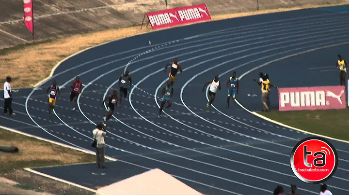 Raymond Campbell wins 200m heat at Queens/Grace Ja...