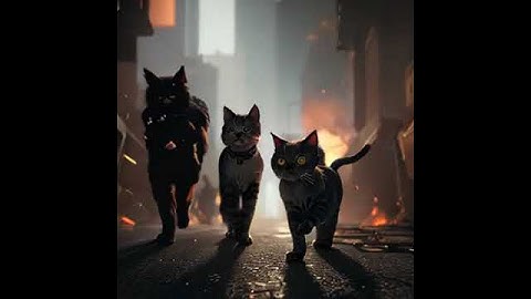 Mecha Mech Robots in the Sky Soldiers Army People Anthropomorphic cat surrounded by fractals