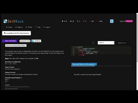 SKILLRACK | DAILY CHALLENGE | 28/09/23 | REMOVE AND REPEAT DIGIT PATTERN |PROGRAM ID 9439| PYTHON ||