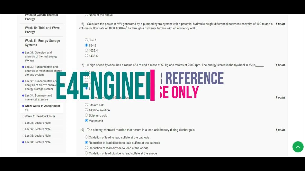 Sustainable Power Generation Systems NPTEL week 11 assignment solution