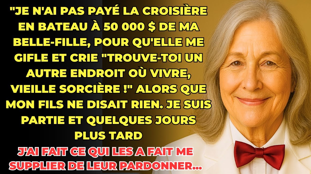 « Alors trouve-toi un autre endroit où vivre ! » Les mots de ma belle-fille ont claqué comme un fouet dans notre salon, quelques secondes après que sa main a frappé ma joue. J’ai regardé mon fils...