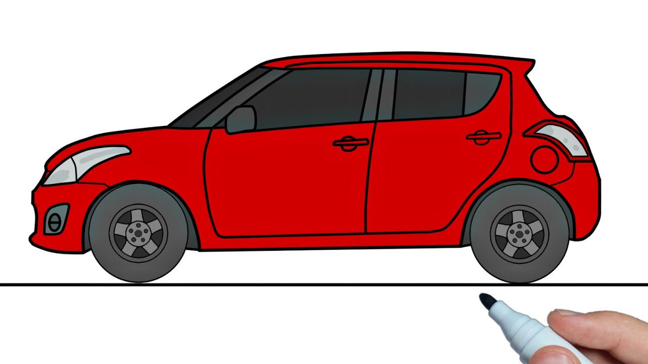 How to draw Suzuki Swift step by step  Maruti Suzuki car drawing  YouTube