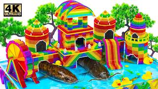 ASMR x 1.5 - How To Build the Amazing Castle for Catfish Eel In Real Life From Magnetic Balls
