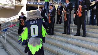 Blitz the Seattle Seahawk Leading Mariachi Huenachi