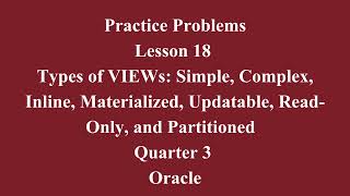 Types of VIEWs: Simple, Complex, Inline, Materialized... | Q3 Oracle L18 P1 | SMILE ROAD