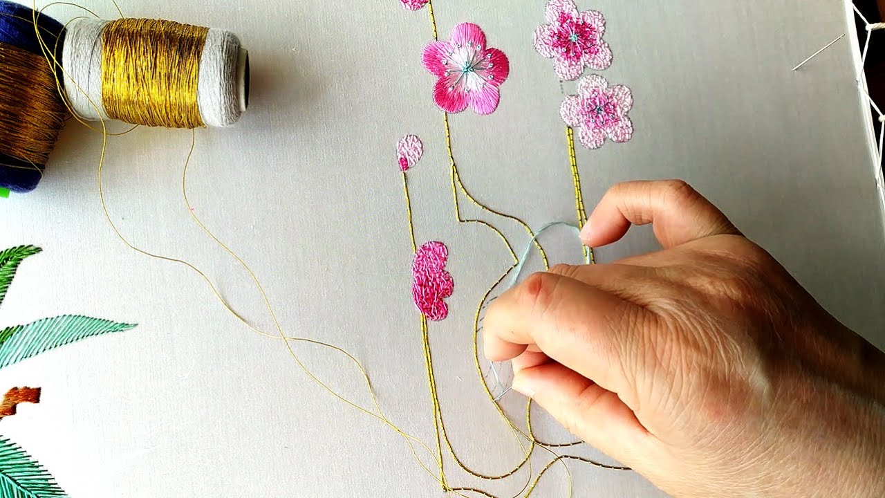 Hand Embroidery for Beginners 2020, how to embroider plum blossom