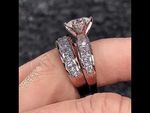 Channel Set Princess and Round Lab Grown Diamond Engagement Ring Setting 2.0ct ring video
