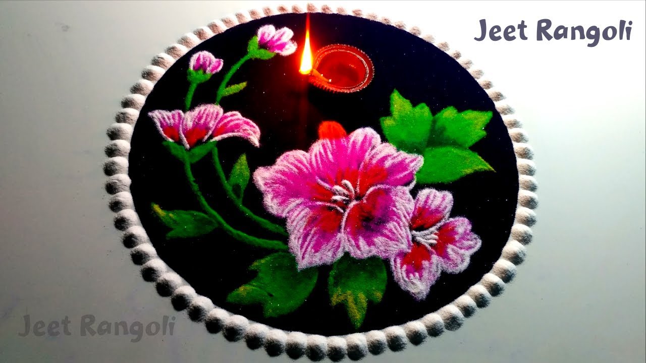 Easy and attractive daily use rangoli on black background. - YouTube