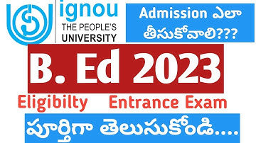IGNOU B.Ed application form 2023 Full Details In Telugu