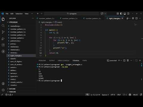 Printing a right-angle triangle pattern in C program