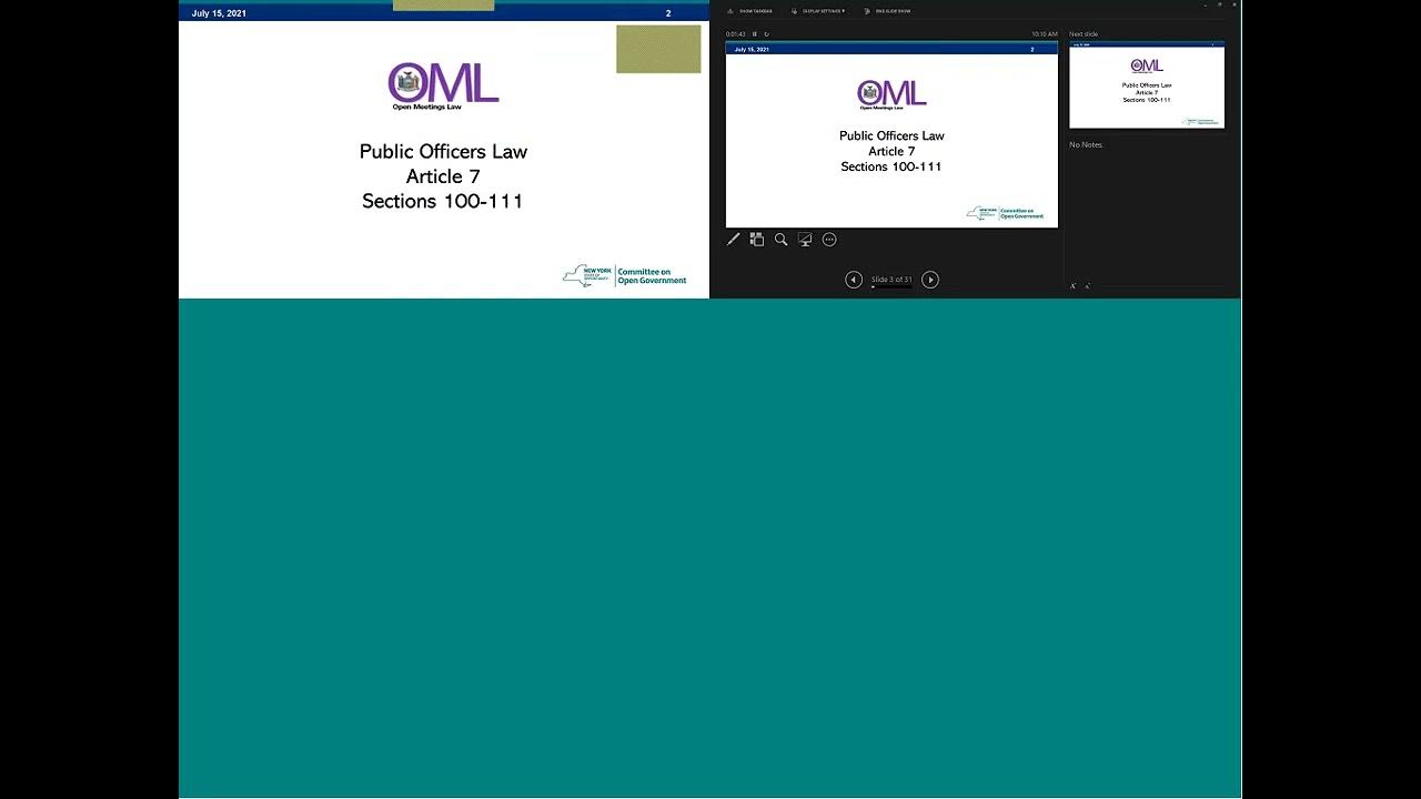 New York State Open Meetings Law Training 7/15/22 YouTube
