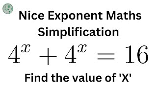 Math Olympiad | 4^x+4^x=16 😊#Mamta maam #exponentialproblem #matholympaid