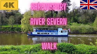 Shrewsbury: Dingle to Welsh Bridge - River Severn Walk [4K]