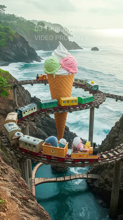 train tracks above the sea big ice cream  #dj #funny #shortsforyou #trendingnow #animatedshort