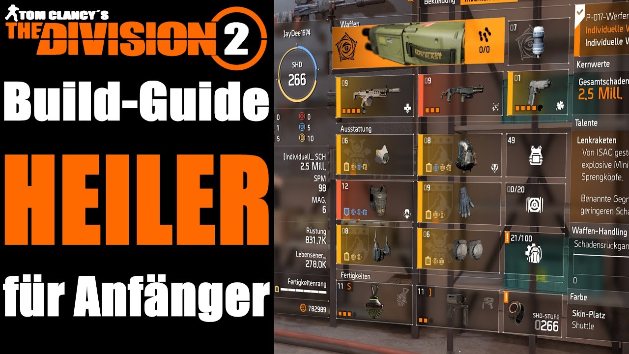 HEILER BUILD ★ Build Guide für Anfänger ★ The Division 2 Guide Deutsch YouTube