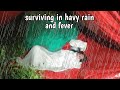 Extreme solo 4 days survival facing havy rain and fever