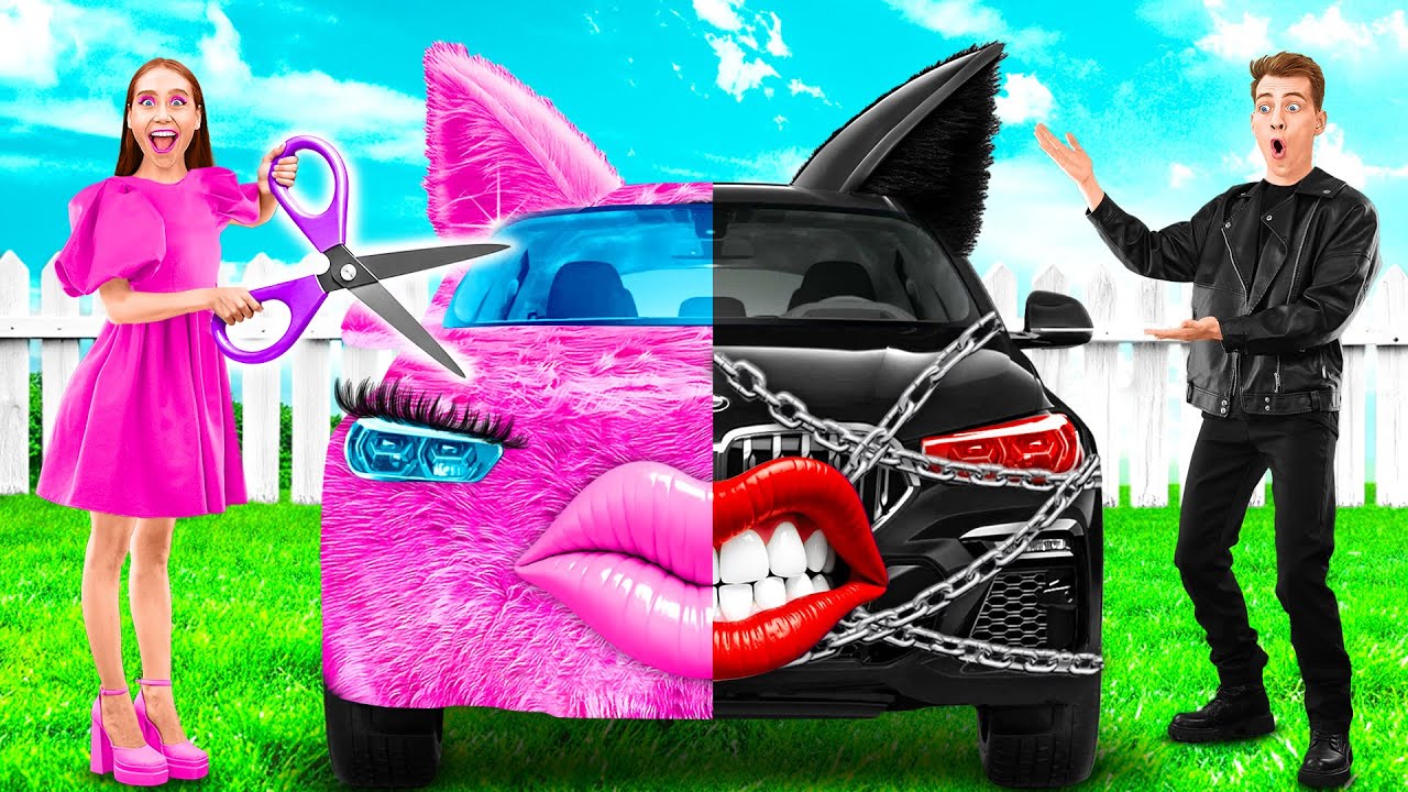 Розовая машина vs Черная машина Челлендж | Смешные Моменты от Funny Funny