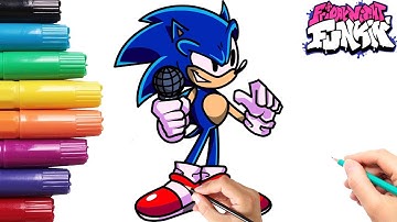HOW TO DRAW SONIC | Friday Night Funkin (FNF) - Easy Step By Step Tutorial For Beginners