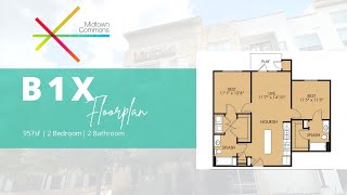 B1X | 957sf 2 Bedroom Floorplan - Tan Granite