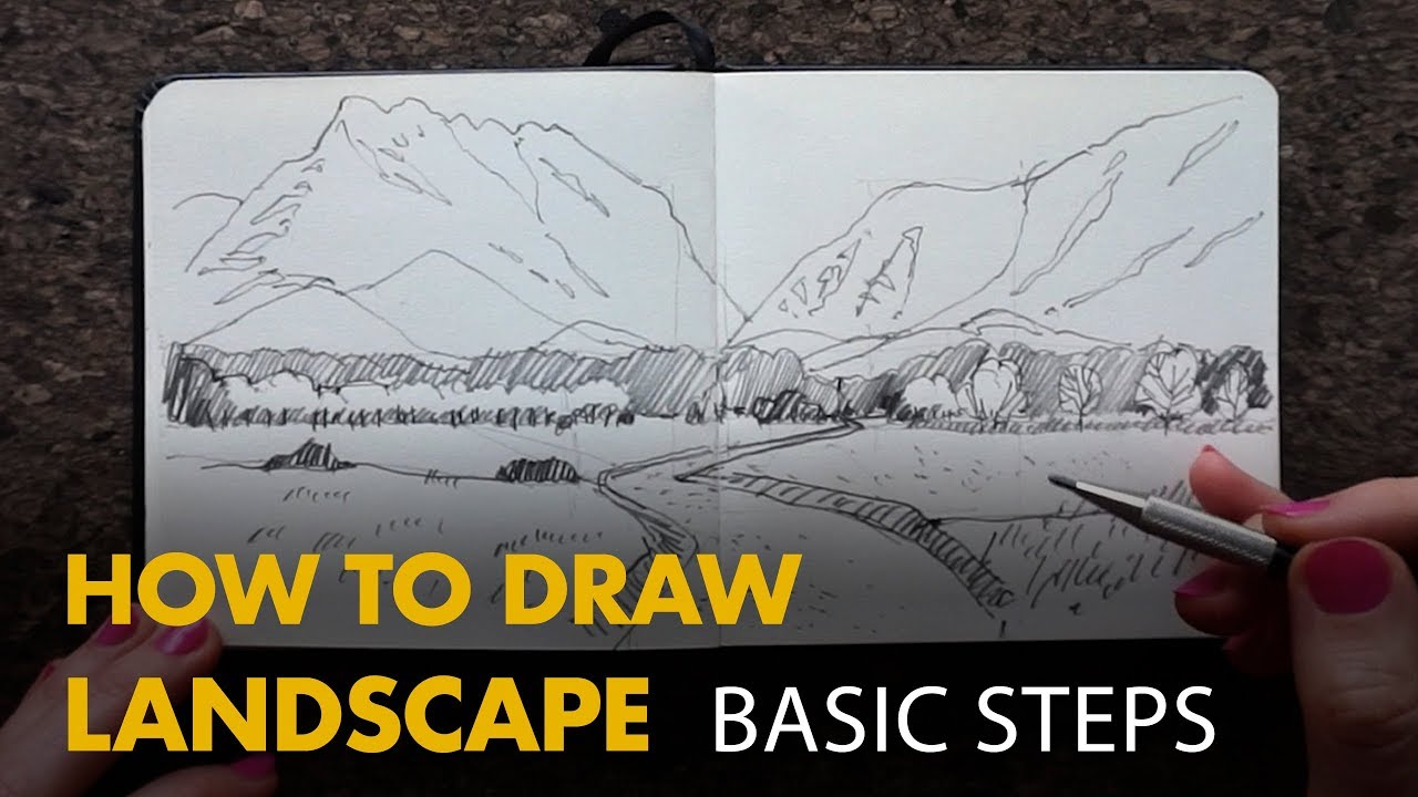 Landscape Drawing in Graphite Pencil Step by Step 