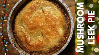 Mushroom Leek Pie | Mushroom Bourguignon Vegan Plant-Based Christmas Recipe