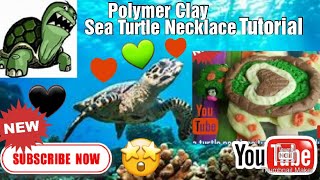 Sea Turtle and heart Necklace Using Polymer Clay.