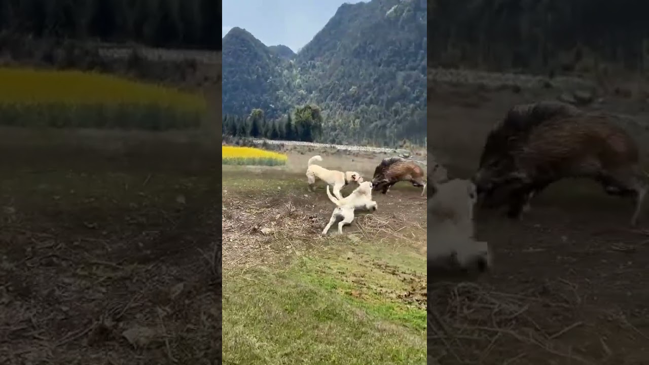 Tiny Puppy vs. Giant Wild Boar: Shocking Face-Off! 😱 