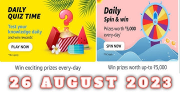 Amazon All Quiz Answers Today | 26 August 2023 | @dailyquiztime #amazonfunzon