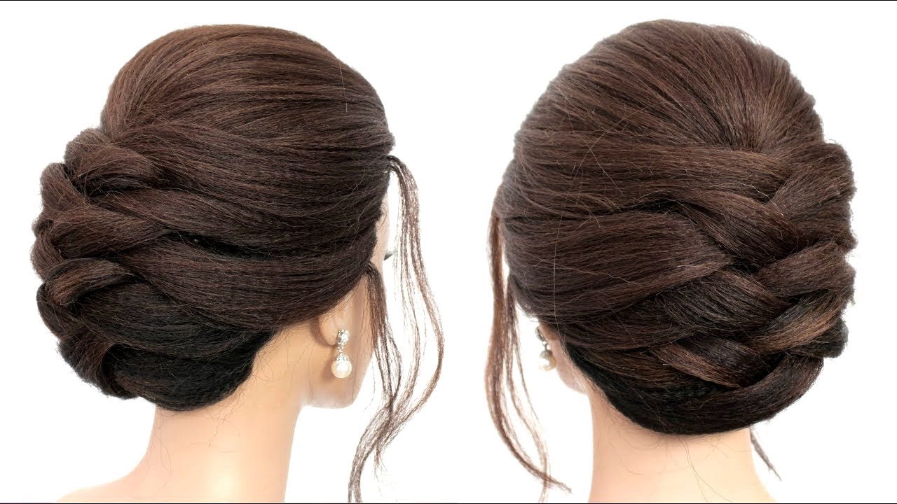 Braided low bun.Wedding Hairstyles For Long And Medium Hair. Elegant Bridal Updos.