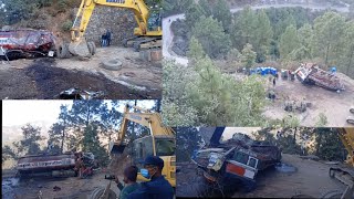 रोल्पा भदौरेमा  ट्याङ्कर दुर्घटना,ड्राइभरको मृत्यु। Road accident in Rolpa, death of driver