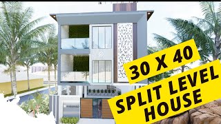 30x40 house plan| 1200 Sqft house walkthrough| Split level house tour with sit out in the terrace