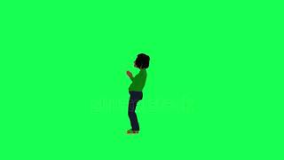 3d animated indian old woman praying to God, right angle chroma key green background