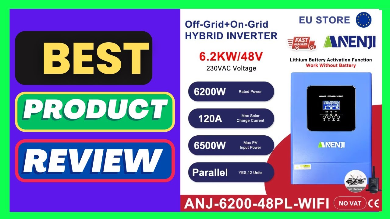 ANENJI 6200W Hybrid Solar Inverter 220V 48V