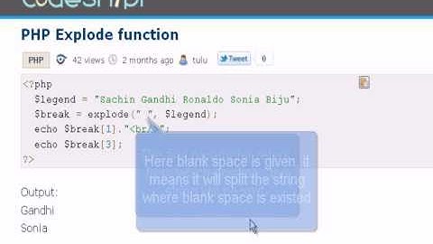 PHP Tutorial : PHP Explode function