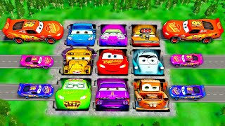 Mega Pits With McQueen & Friends Pixar Cars Vs Big & Small Lightning McQueen! BeamNG Complitation 5