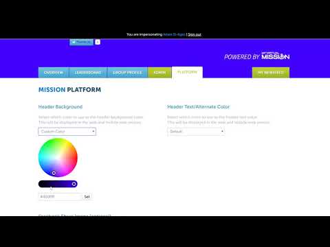 Race Host missions admin and platform tabs | My Virtual Mission