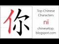 Chinese character 你 (nĭ, you)