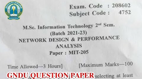 Gndu Msc Information Technology 2nd Semester Network Design & Performance Analysis Question Paper